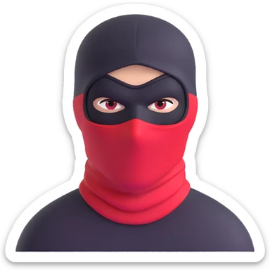 menacing robber with black and red balaclava sticker