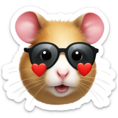 a hamster with red heart sunglasses  sticker