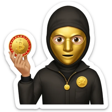 Robber emoji holding a 💰 wearing a mask that is made of robber suit without showing his hand the 💰 need to be in the left sticker