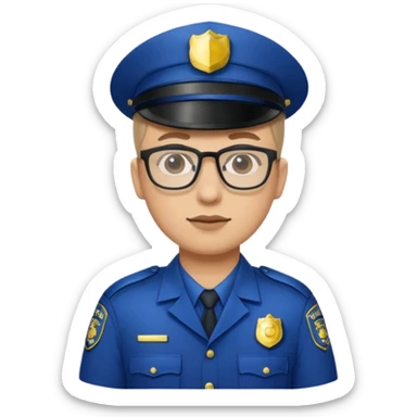 police officer man with glasses, wearing uniform sticker