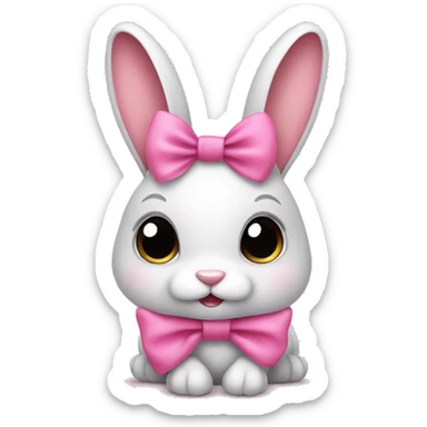 cute bunny with a pink bow sticker