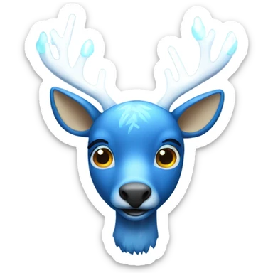 Blue Deer with 8  white lights on antlers  sticker