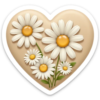 сердечко из ромашек beige sticker