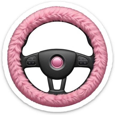 steering wheel with fluffy pink cover sticker