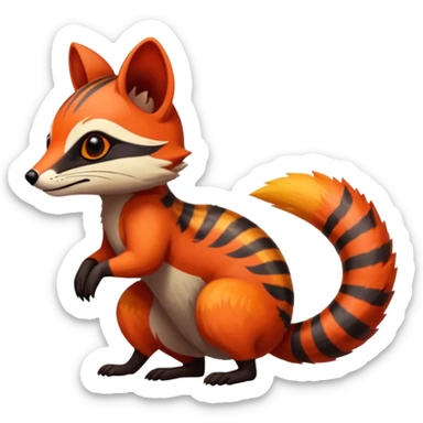Fiery Wicked Cool Hot Edgy Badass Civet-Numbat-Fox-Vernid-fusion-hybrid-creature sticker