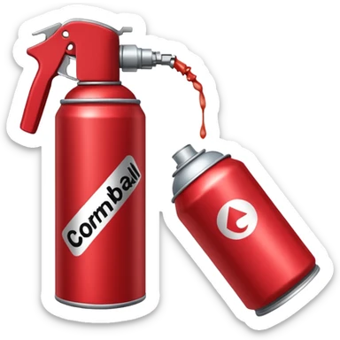 red spray can that says *Anti-cornball spray* on it sticker