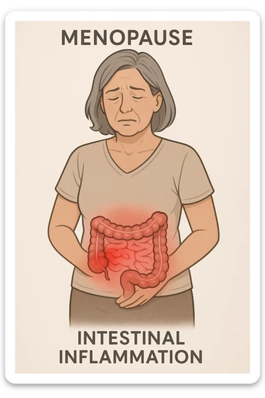 Donna in menopausa con intestino infiammato evidente sticker