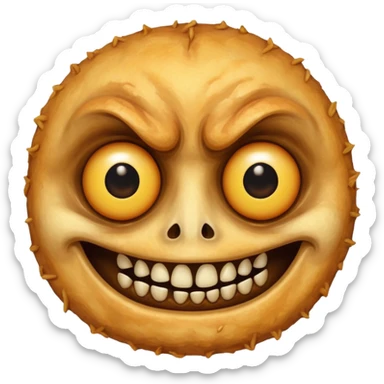 Deep fried scary face with teeth and creepy eyes sticker