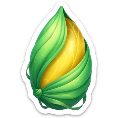 green magical cocoon lit up with swirling yellow magic, ethereal and mystical, symbol shape sticker