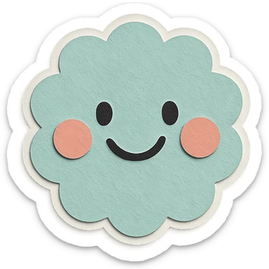 soft pastel scalloped edge note card sticker with a smiling face accent sticker