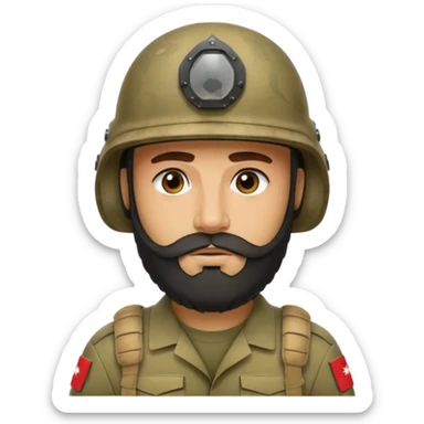 VERY TIRED, swarthy, Iraqi soldier in a casque, casque without insignia, with a beard sticker