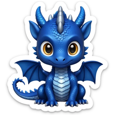 adorable midnight blue chibi dragon sticker