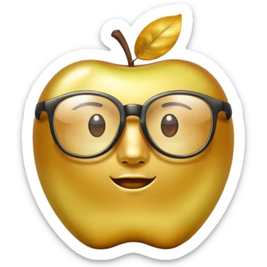 faceless golden apple with glasses sticker