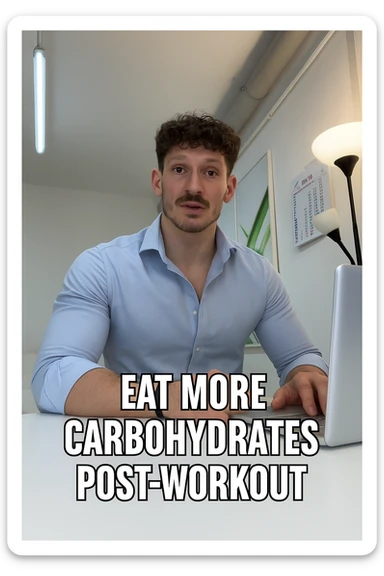 Uomo che sfrutta un timing di nutrienti per mangiare più carbo post workout sticker