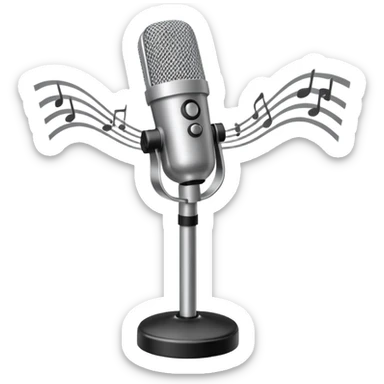 microphone on a stand with sound waves sticker