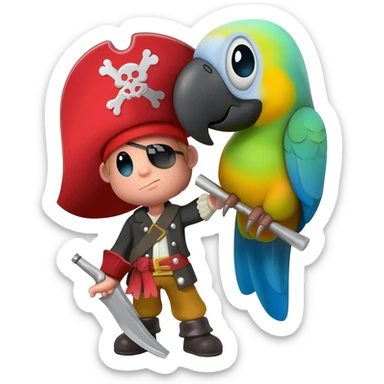 pirate and parrot sticker