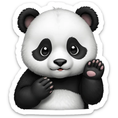 Panda cub slapping there four head sticker