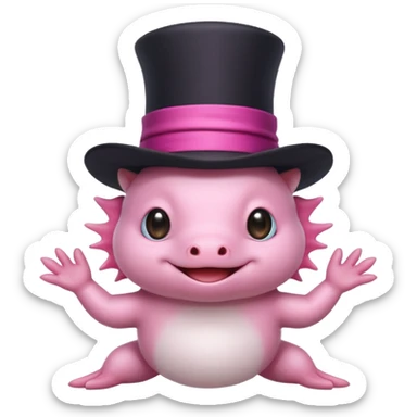 white axolotl with magician hat sticker