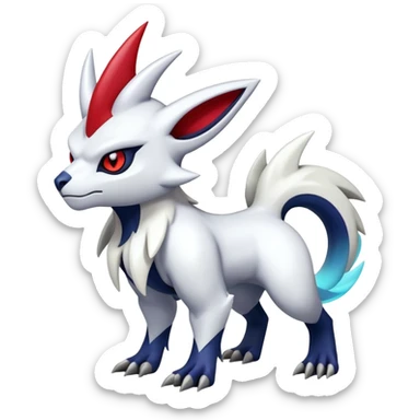 Shiny Colorful Gothic Exotic Badass Cool Absol-Zangoose-Pokémon-Fakémon-hybrid-creature (full body) sticker