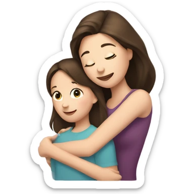 white brunette girl hugs brunette mom sticker