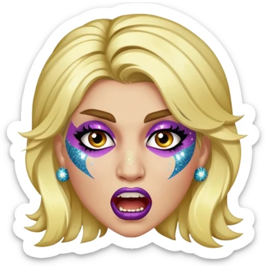 kesha with glitter making a snarling fun face sticker