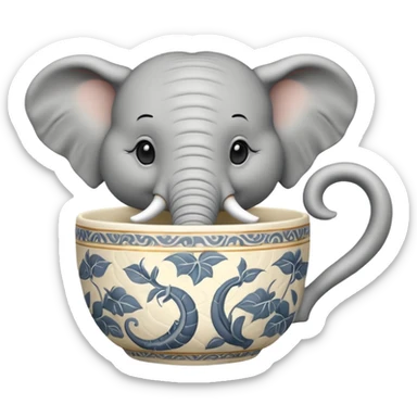 elephant with tea cup sticker