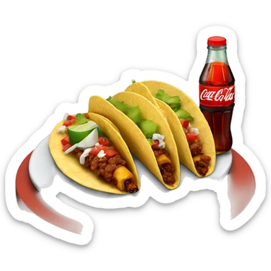 tacos Al pastor on plate with Mexican Coca Cola bottle on side sticker