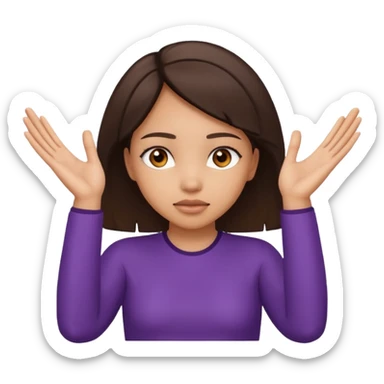 Nervous emoji + hands up emoji. Remove flow effects at the very top the of the hands palm forward so the head can be between the hands. Lightskin girl emoji sticker