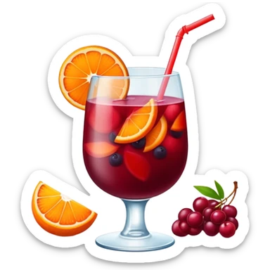 frozen sangria in a glass with fruit sticker