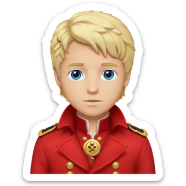 Enjolras From Les Miserables with light skin, blue eyes, Blonde Hair, red outfit sticker