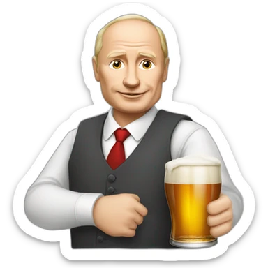 Vladimir poutine qui tien une biere sticker