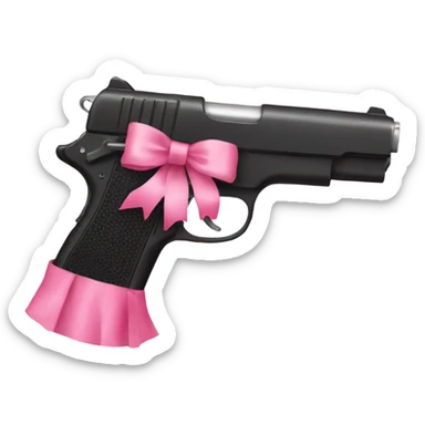 Black gun with pink bow sticker