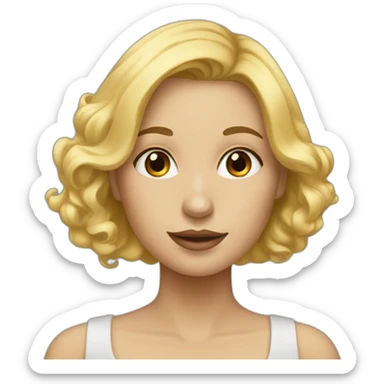 Blonde femaleartist who is painting sticker