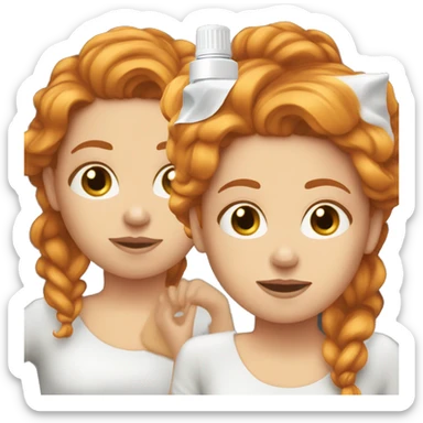 white girl with ginger hair applying cream on face sticker