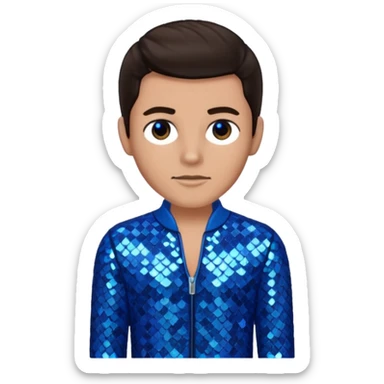 Joseph, father of Jesus from The Bible with dark brown hair, blue sequin outfit sticker