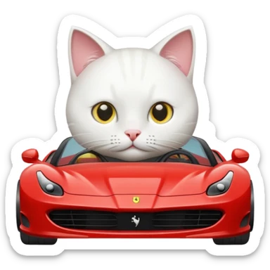 Gatto bianco che guida una Ferrari  sticker