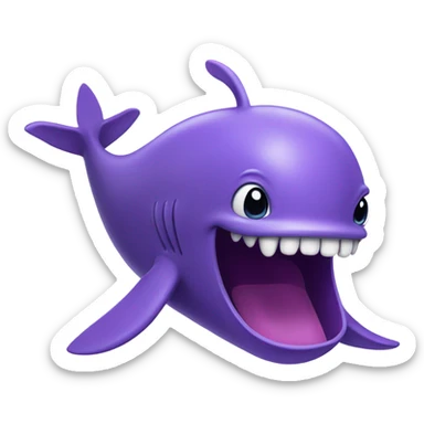 purple whale front with open mouth sticker