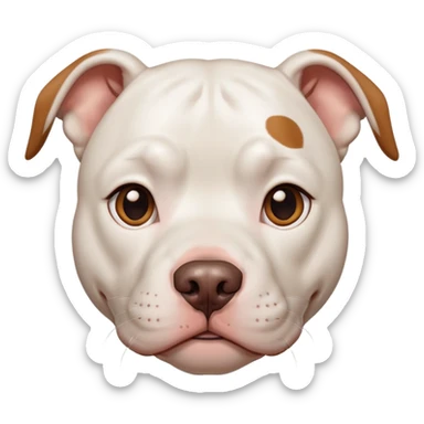 Pitbull hembra blanca con nariz marrón y manchas pequeñas en la orejas del mismo color, ojos color marrón claro sticker
