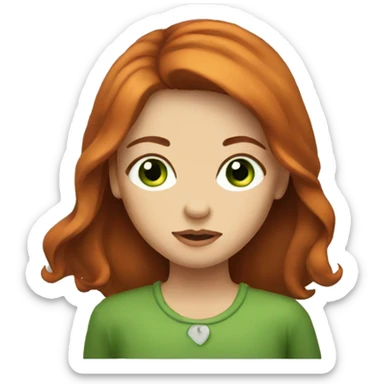A green eye girl with long auburn hair  sticker
