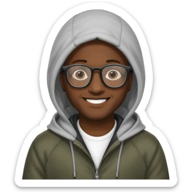 black man in hooded jackets and glasses sticker