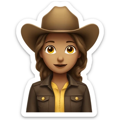 brown hair girl with deep brown cowboy hat, default yellow skin sticker