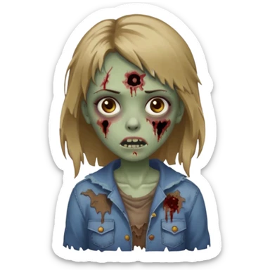 Zombie girl medium dark blonde hair brown eyes  sticker