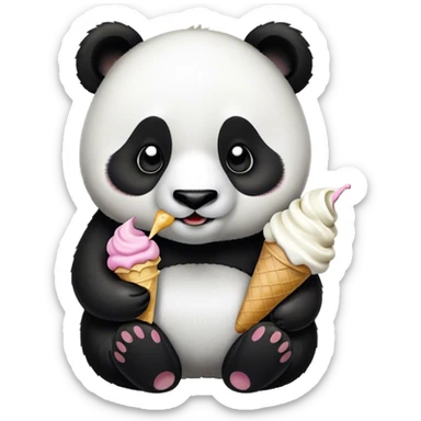 Panda eating ice cream sticker