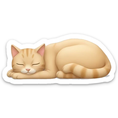 Beige cat sleeping with girl sticker