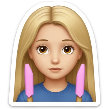 A young girl with long dirty blonde hair and hazel eyes sticker