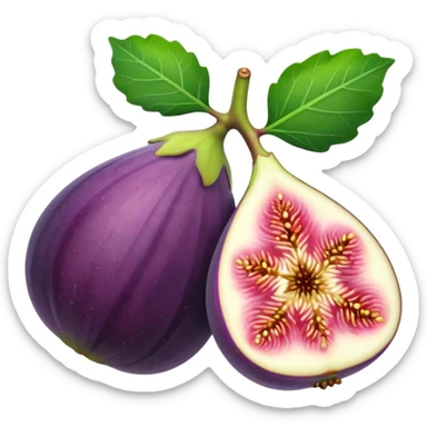 Please create a emoji of a cross-section of a fig with a small leaf sticker
