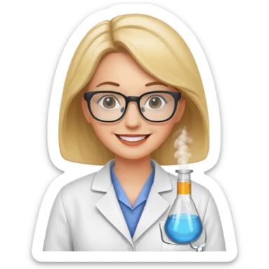 a white woman scientist wearing glasses sticker