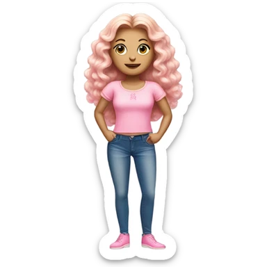 Glinda wearing a pink croc top and short jeans  sticker