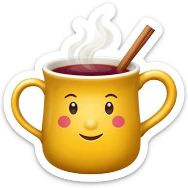a yellow mug with steaming mulled wine without straw

 sticker