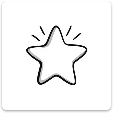 Hand-drawn bright star with shining rays sticker